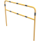 Protective bar made of steel tubing |  48 x 2.5 mm | with crossbar | total width: 2000 mm | total height: 1400 mm | hot-dip galvanized and yellow coatedwith black warning stripes